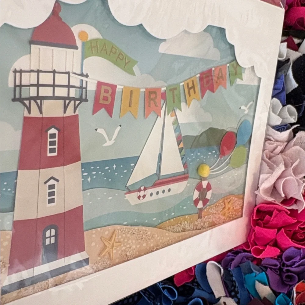 🆕Papyrus “Shadowbox” Coastal Birthday Greeting Card